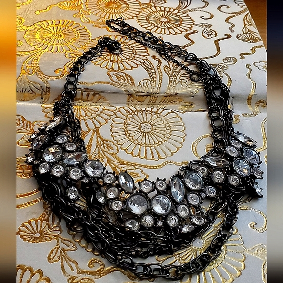 J. Crew Black and Silver Rhinestone Necklace - Picture 3 of 8